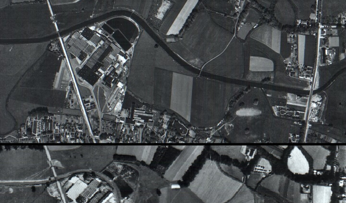Berkel bij Eibergen luchtfotos 1934 (onder) en 1950 (boven)