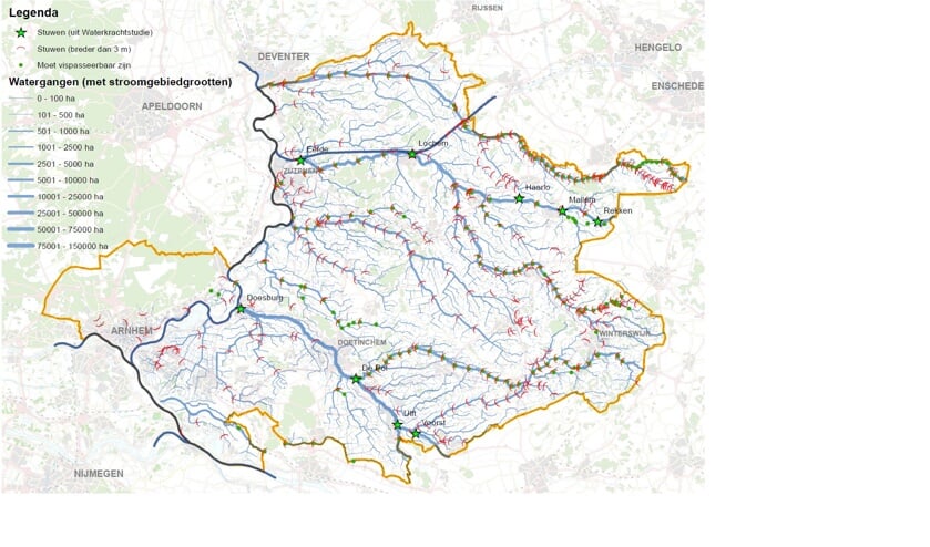 Een kaart met mogelijke locaties. Foto: WRIJ