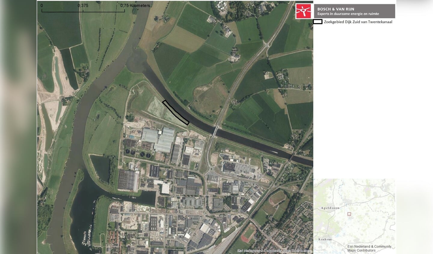 Locatiekaart van windmolens in Zutphen. Bron: Bosch en Van Rijn