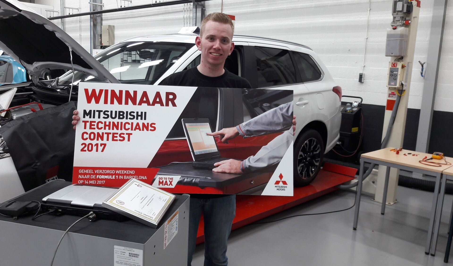 Arno Mennink wint nationale Mitsubishi Technician Contest 2017. Foto:  PR