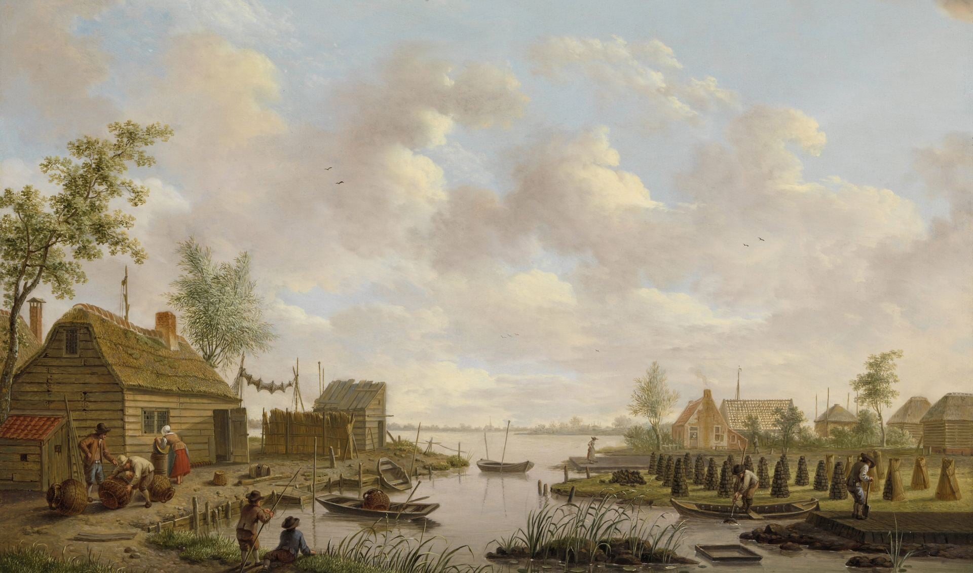 H.W. Schweickhardt, landschap met vissers en turfstekende boeren. Afbeelding: Collectie Rijksmuseum