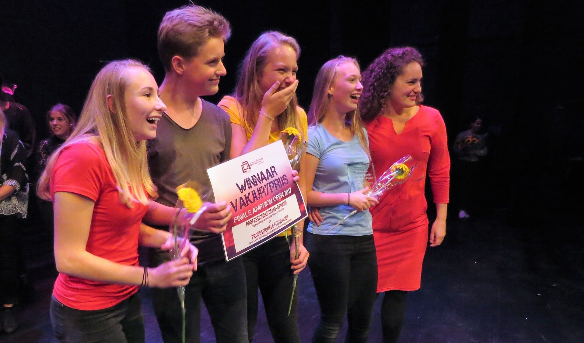 De jongelui van de Gaanderense Theaterfabriek Gekkoo zijn de grote winnaars van Amphion Open 2017.  Foto: Josée Gruwel    