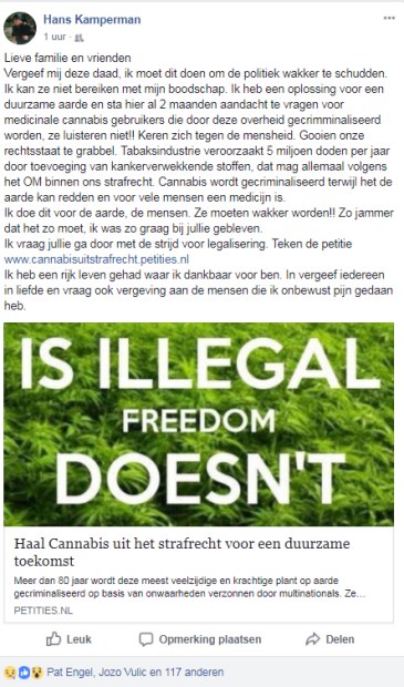 Een afbeelding van het Facebook-bericht.