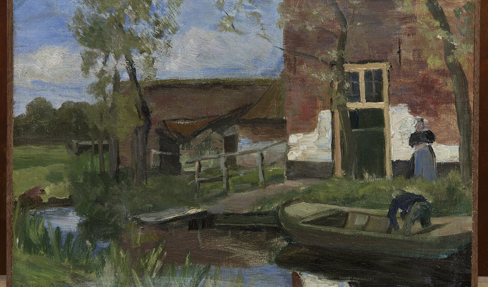 Piet Mondriaan, Boerderij bij kanaal met kleine boot (1900-1901). Foto: PR