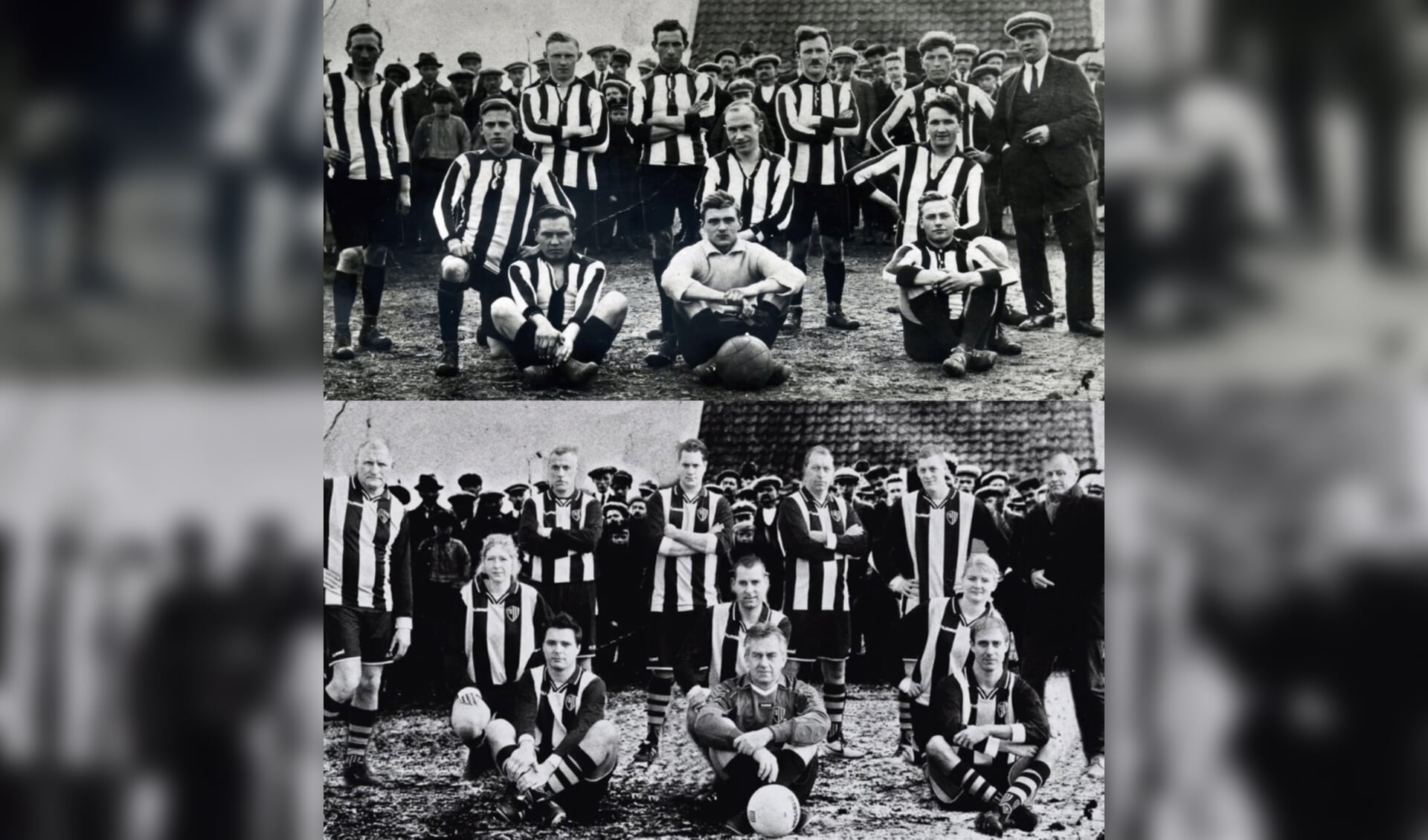 FC Eibergen - Eibergse Boys 1918 (boven) en FC Eibergen 2018 (onder). Foto: PR