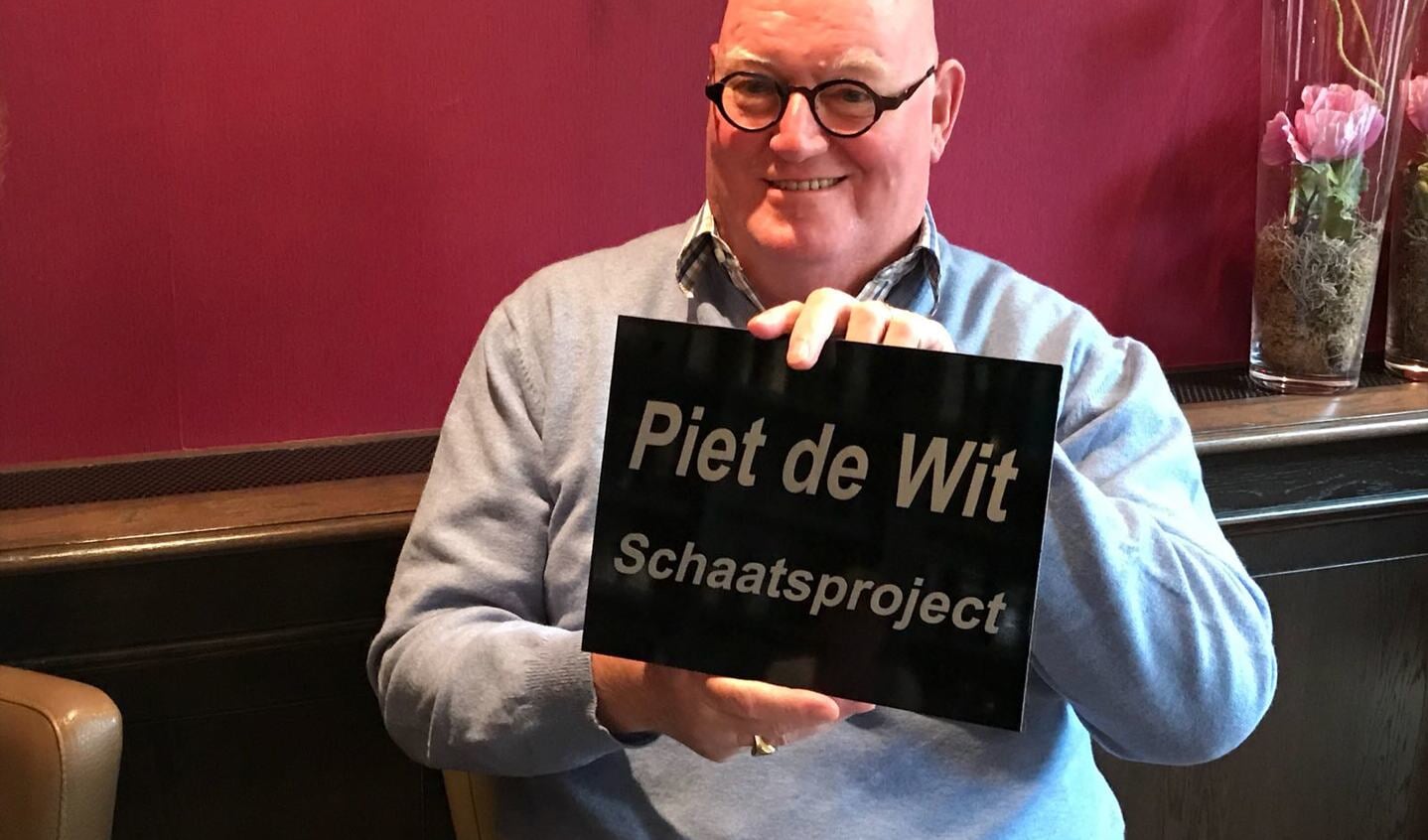 Een trotse Piet de Wit in 2018; hij stond aan de wieg van het schoolschaatsproject. Foto: PR