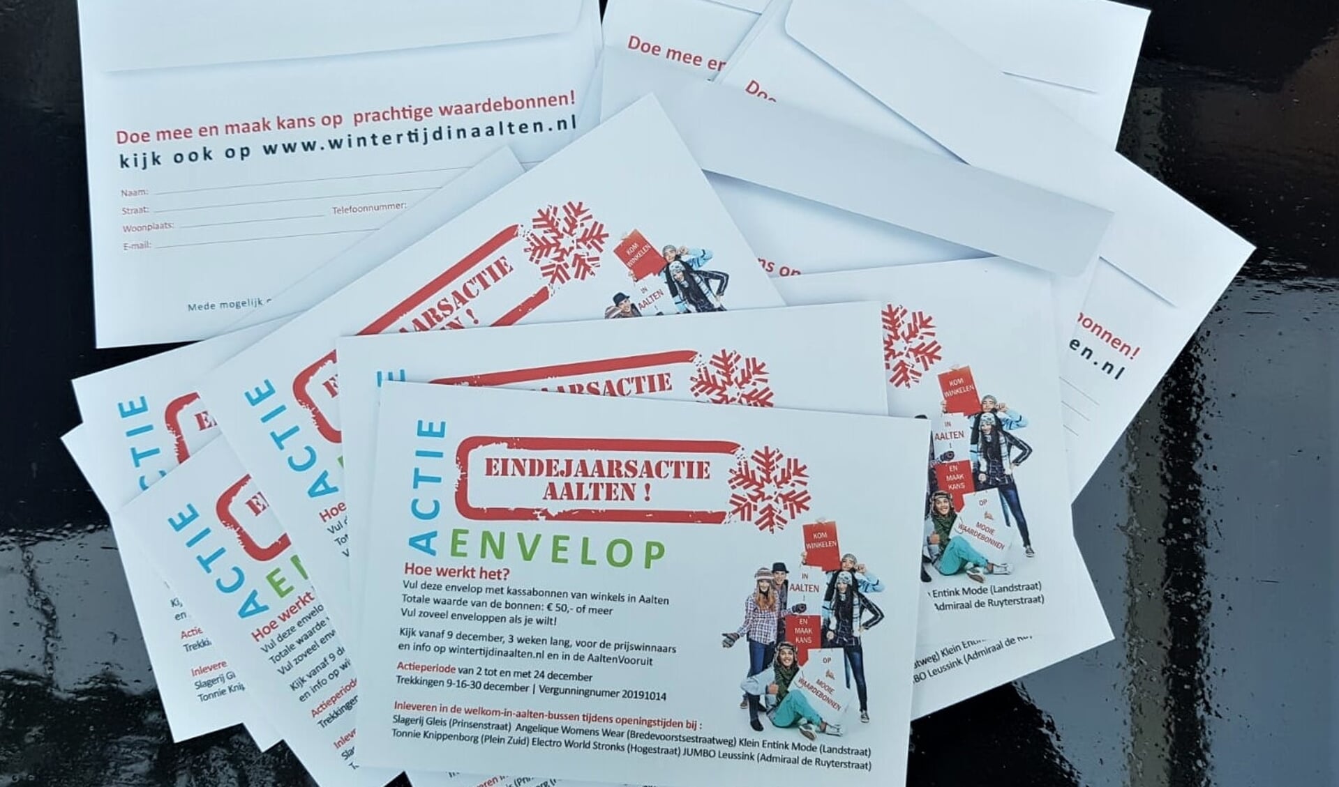 De actie-enveloppen van de eindejaarsactie in Aalten. Foto: PR