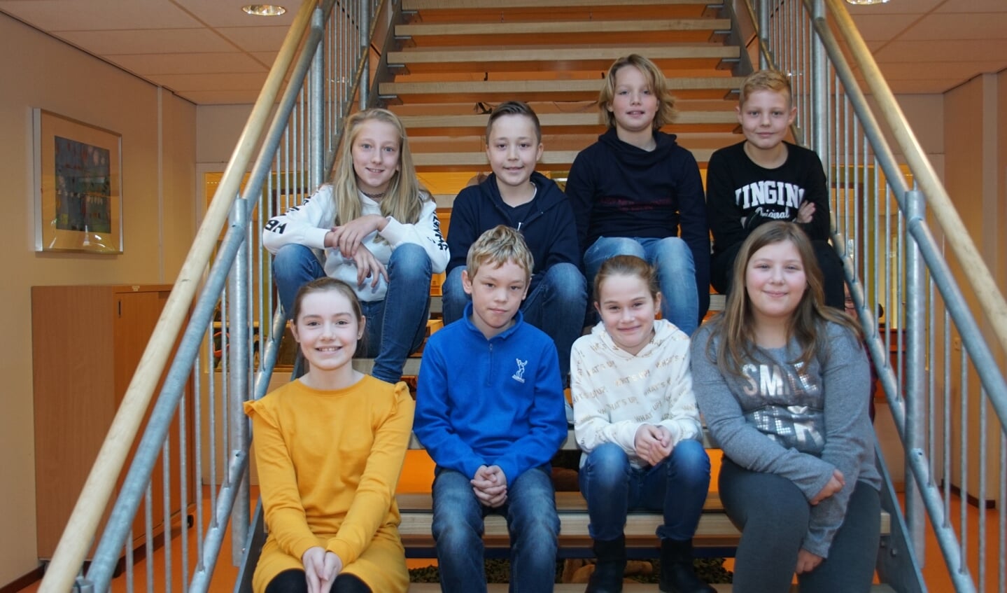 Van links naar rechts, onderste rij: Teuntje, Moritz, Mirthe, Laura; bovenste rij: Cora, Felix, Jayden, Yme. Foto: Frank Vinkenvleugel