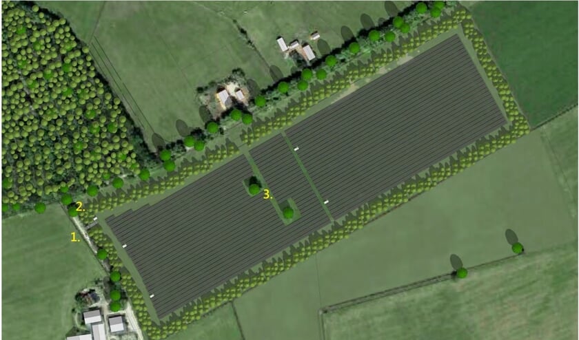 <p>De inpassing van het zonnepark aan de Vredenseweg in Groenlo.</p>