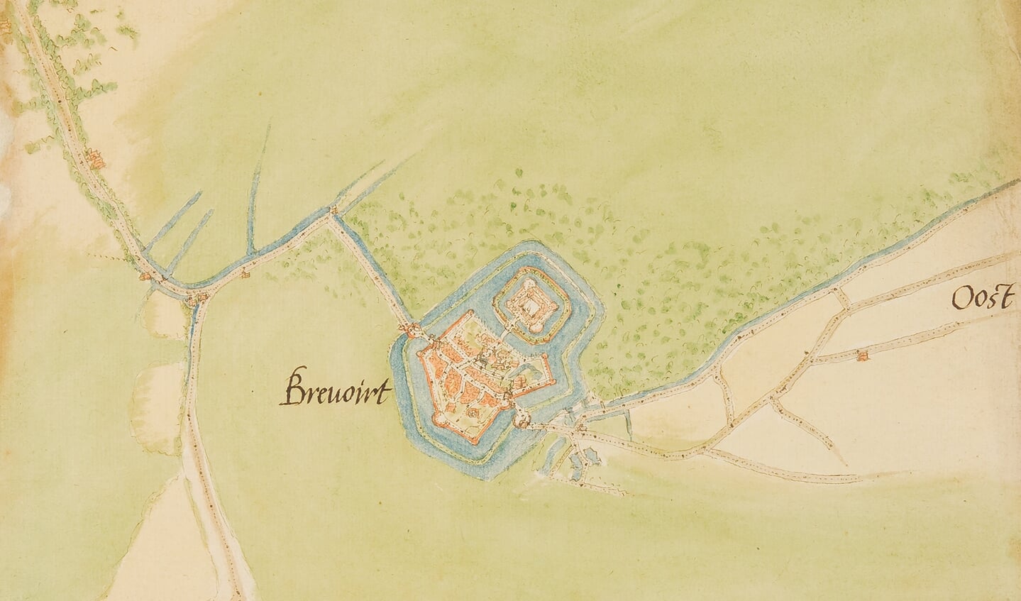 Een kaart van 'Brevoirt en omgeving', van Jacob van Deventer. Foto: Gelders Archief