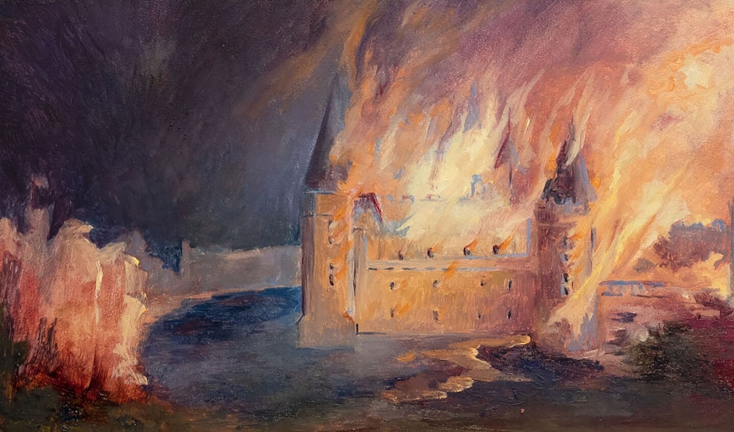 Het door brand verwoeste kasteel van Bredevoort, schilderij van Mineke Gravers. Foto: PR
