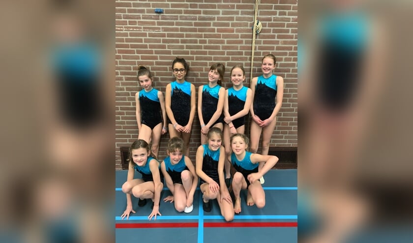 De turnsters van SZG, die zaterdag hun wedstrijd turnden. Foto: PR