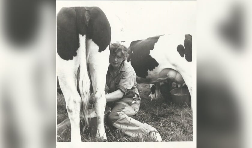 Schoonzuster van fotograaf aan het melken. Foto: H.J. Hulshof