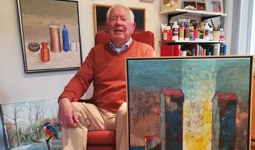 Gerrit van Dijk met zijn werk 'overgang'. Foto: Rob Stevens