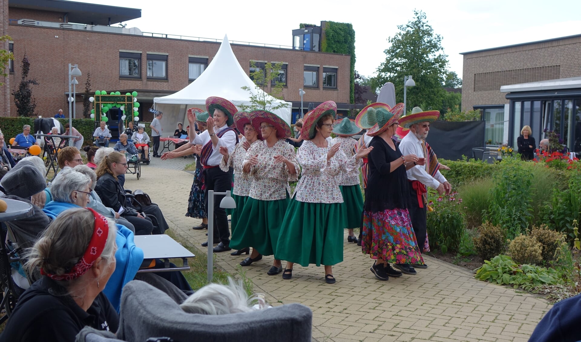 De volksdansgroep in actie op de Pronsweide. Foto: Sis Huiskamp