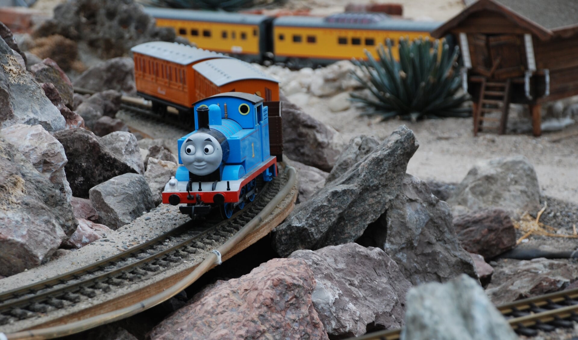 In de Cactus Oase rijden modeltreinen, waaronder Thomas de trein. Foto: PR