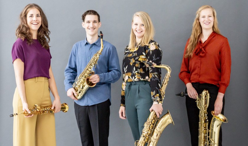 Ardemus saxofoon Quartet treedt op in Cultureel Centrum De Brink. Foto: Foppe Schut