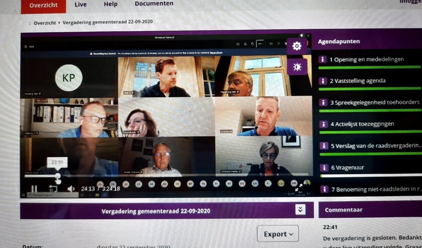 <p>Still uit een online raadsvergadering van de gemeente Oost Gelre. Foto: Kyra Broshuis</p>