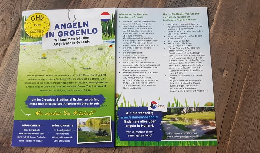 <p>Voor- en achterzijde van de Duitstalige flyer van de GHV. Foto: PR GHV</p>
