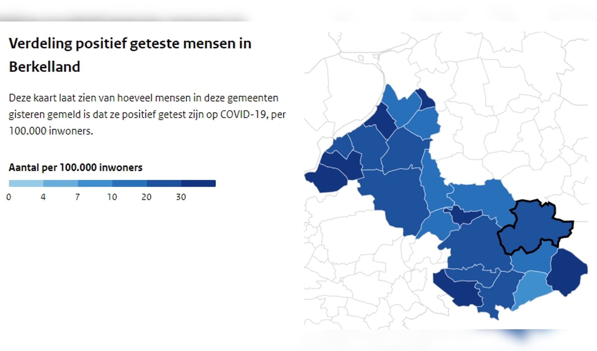 De coronakaart, met de situatie van zondag 29 november. Beeld: RIVM