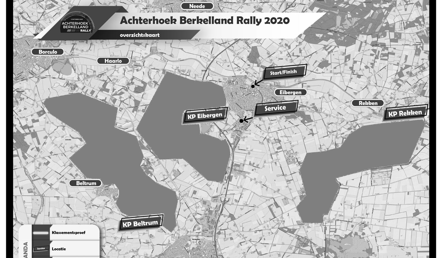 Het vlekkenplan van de Achterhoek Berkelland Rally. Foto: PR