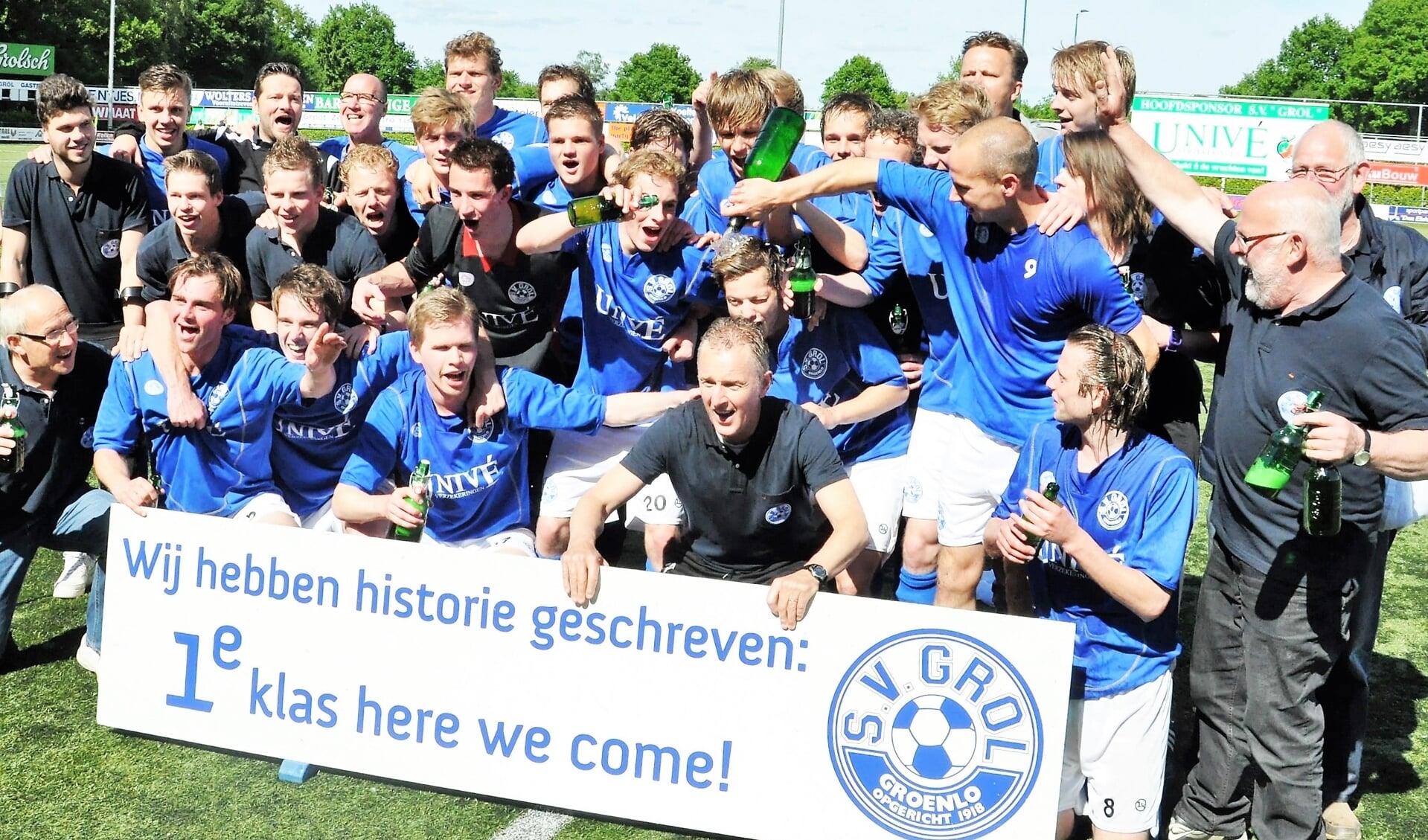 In 2013 promoveerde Grol 1 voor het eerst in de geschiedenis naar de eerste klas KNVB. Die prestatie hoopt men in het nieuwe voetbalseizoen te herhalen. Foto: S.V. Grol.