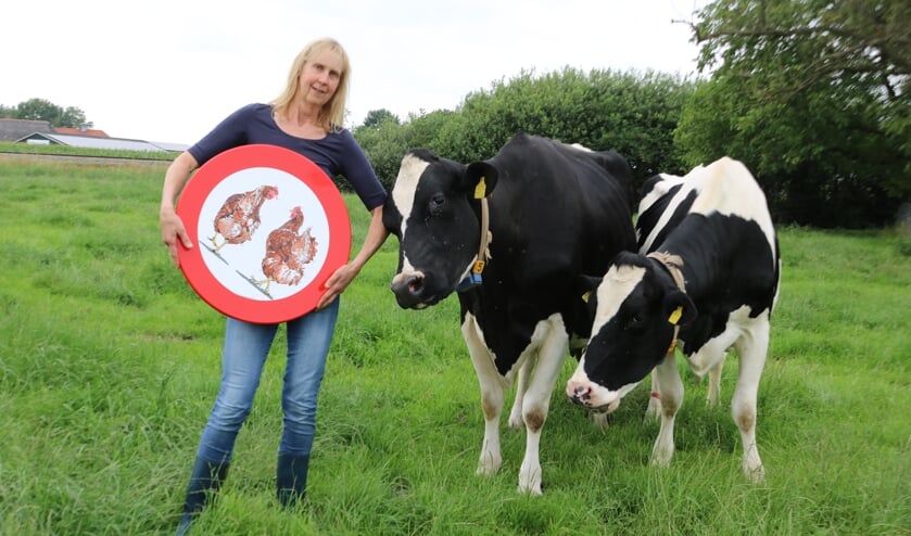 Tine van Houselt schildert allerlei dieren op verkeersborden, ook in opdracht. Foto: Arjen Dieperink