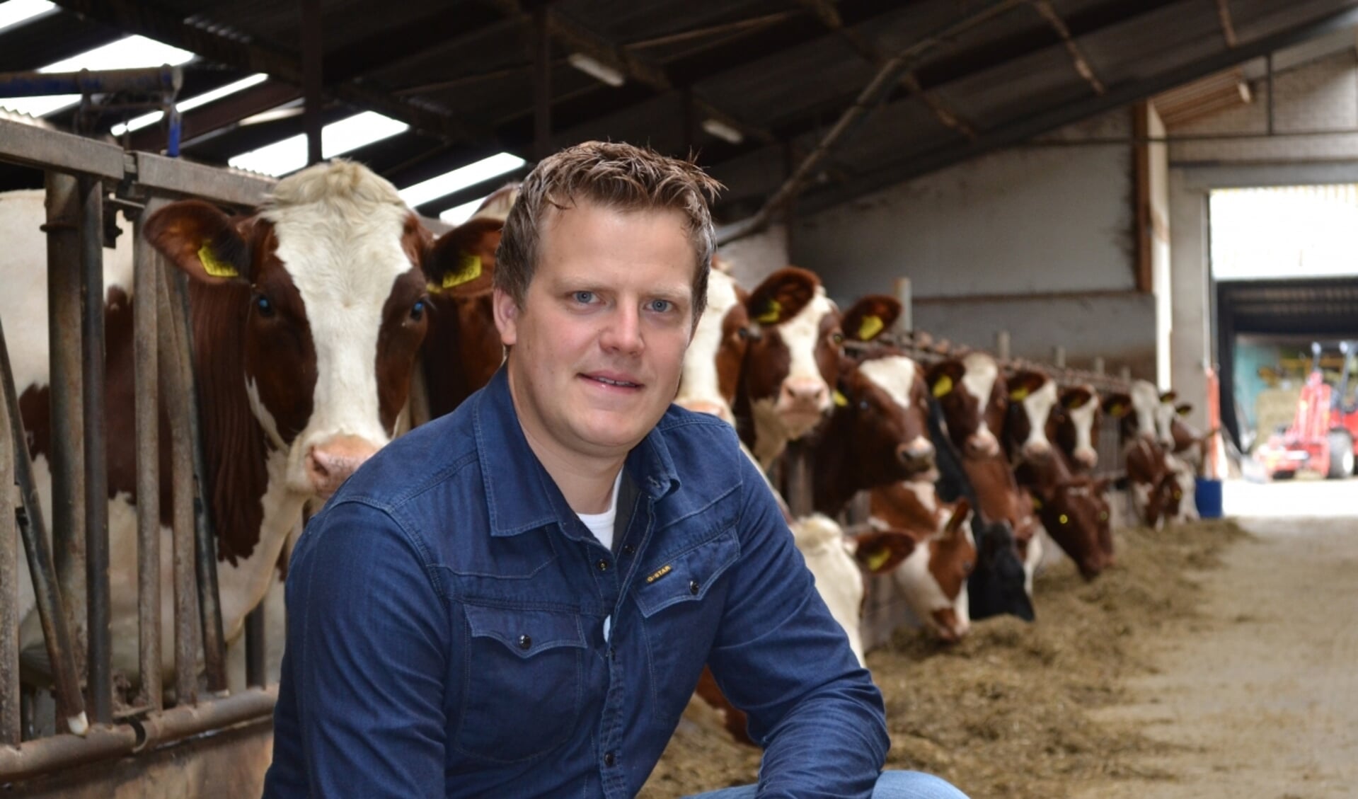 Voorzitter Andre Arfman uit het Nederlands Agrarisch Jongeren Kontakt bij zijn koeien op het melkveehouderijbedrijf in Vorden. Foto: PR