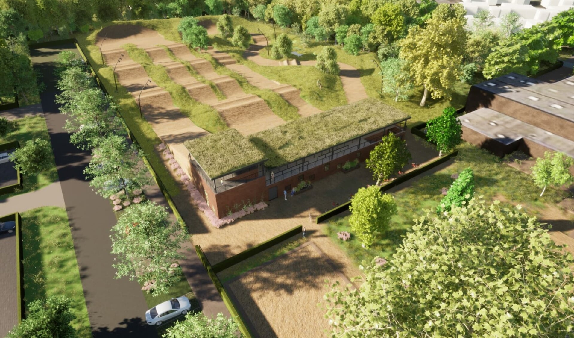 Artist impression van de te realiseren bmx-baan in het Eschpark. 