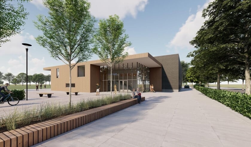 <p>Een impressie van de entree van het nieuwe sportcomplex in Keijenborg. Beeld: ARX Architecten</p>