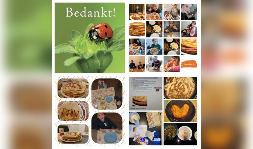 Allemaal blije kinderen na het thuis bakken van de pannenkoeken. De Hoge Voorde bracht de ingrediënten. Foto: De Hoge Voorde
