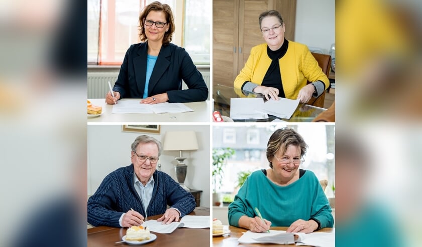 <p>Van rechtsboven met de klok mee: Meta Steijsiger - voorzitter huurdersbelangen DMR, Yvonne Reinders - voorzitter Huurdersvereniging De Berkelstreek, Frits de Groot - secretaris Huurdersbelang GBH en Tonita Garritsen - directeur-bestuurder Viverion. Foto: PR</p>