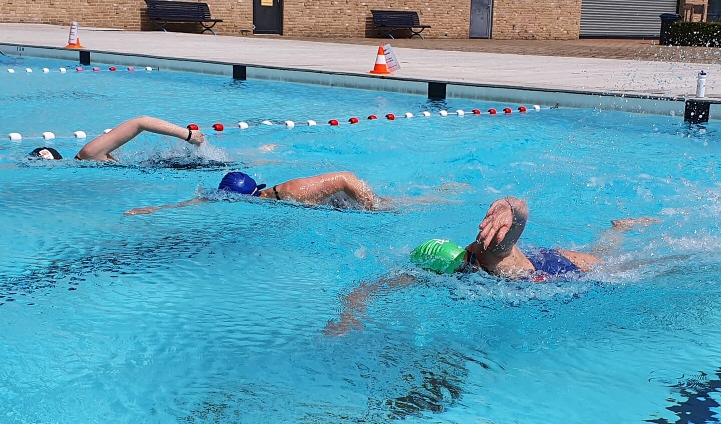 De zwemsters tijdens het begin van de challenge. Foto: Rob Stevens
