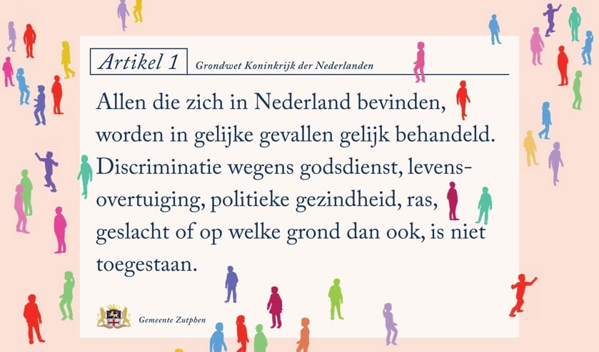 <p>De Zutphense tekenaar Marc Weikamp heeft de tekst van Artikel 1 vormgegeven. Foto: PR</p>