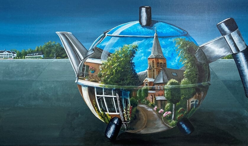 <p>Werk van Annie Elissen, met een beeld van Brummen op de theepot. Foto: Annie Elissen</p>