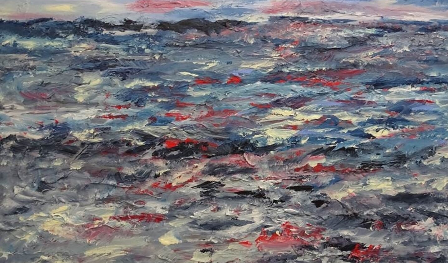 Jan Reurink schilderde de Lofoten (eilandengroep bij Noorwegen); Acryl, 60x80 cm. Eigen foto