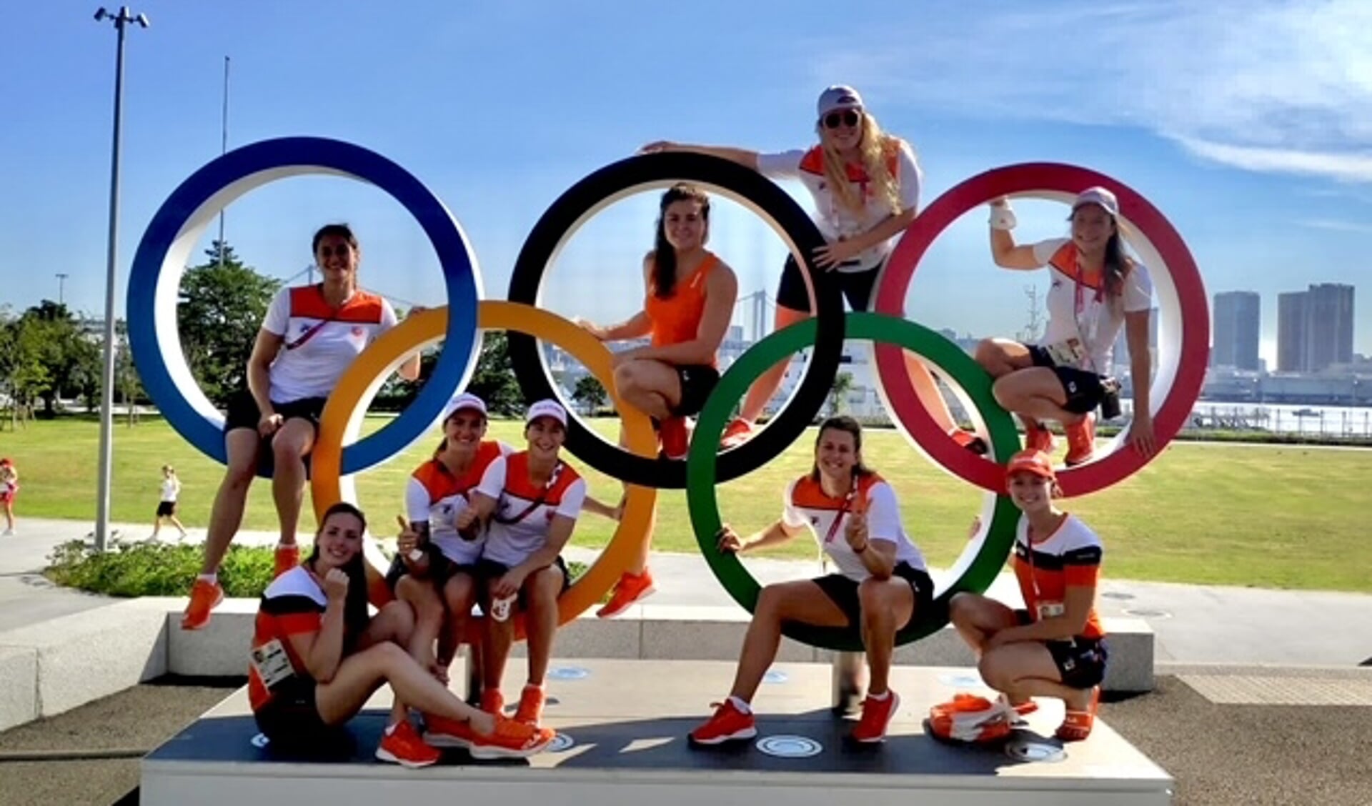Team Oranje dames waterpolo op de Olympische Spelen in 2021. Foto: eigen foto
