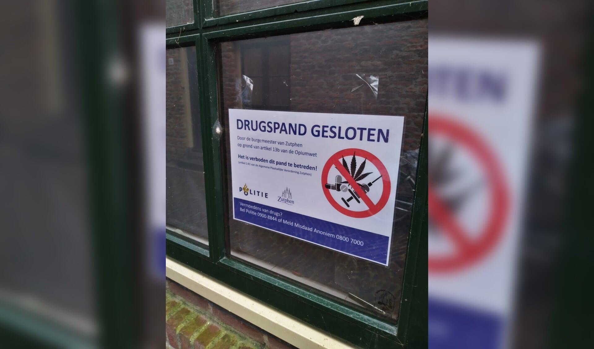 Sluiting drugspand. Foto: gemeente Zutphen