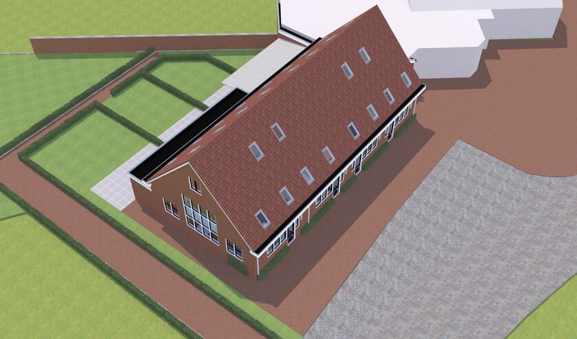 Impressie van boven van de vier woningen na de verbouwing. Foto: PR