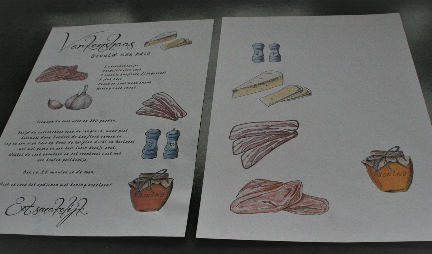 De handgeschreven recepten zijn rijkelijk geïllustreerd. Foto: Dinès Quist