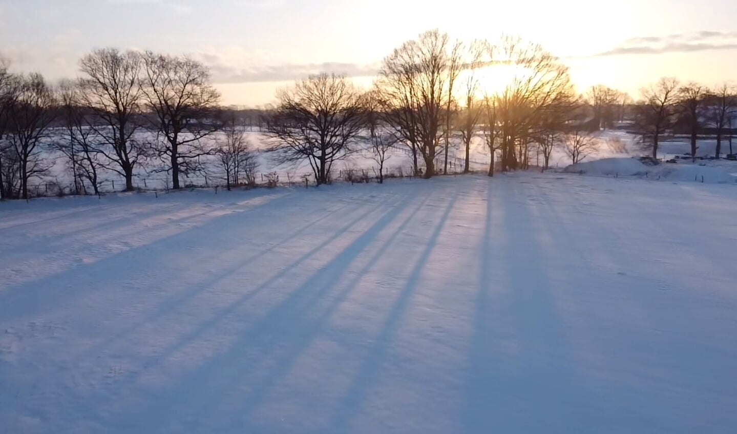 Het Winterswijkse landschap in de sneeuw. Foto: PR