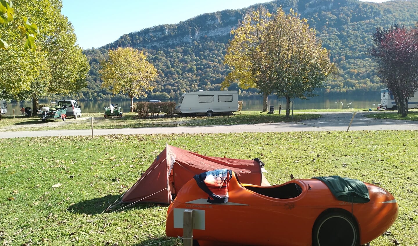 Camping Ain, slaapplaats voor Tonny Stoltenborg. Foto: Eigen foto