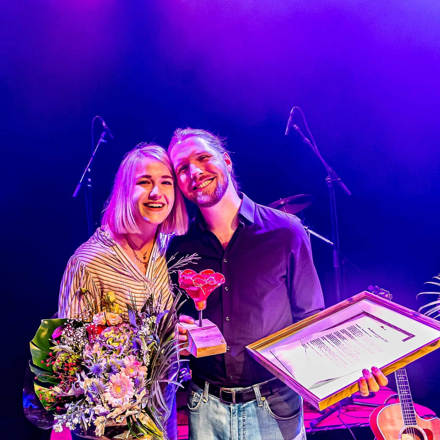 De winnaars van de Gelderse Kleiroze Marise den Bakker en Kevin Raayman van De Boetners. Foto: Henk van Raaij
