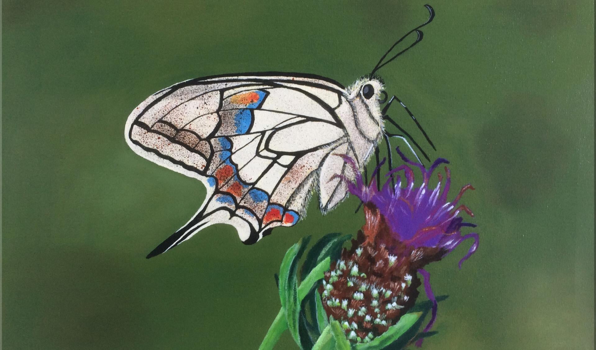 Vlinder, geschilderd door Rikie Dinkelman. Foto: Rikie Dinkelman
