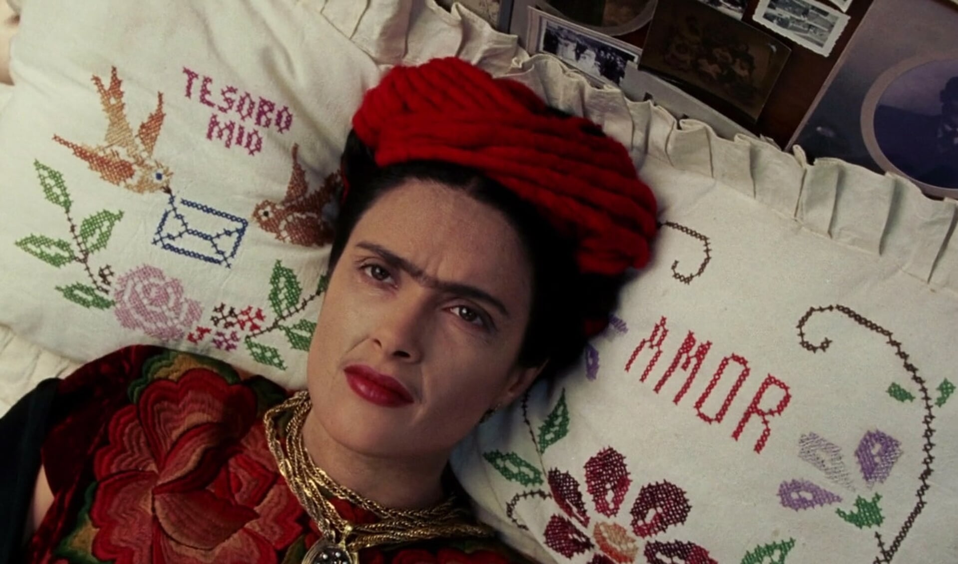 Salma Hayek speelt Frida Kahlo in de film 'Frida'. 