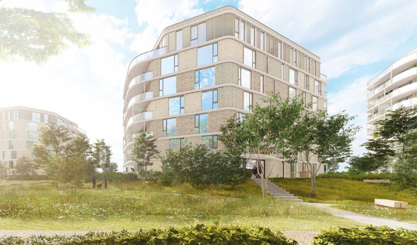 Het project Pracht bestaat uit drie woongebouwen met 74 appartementen en 6 penthouses. Beeld: PR
