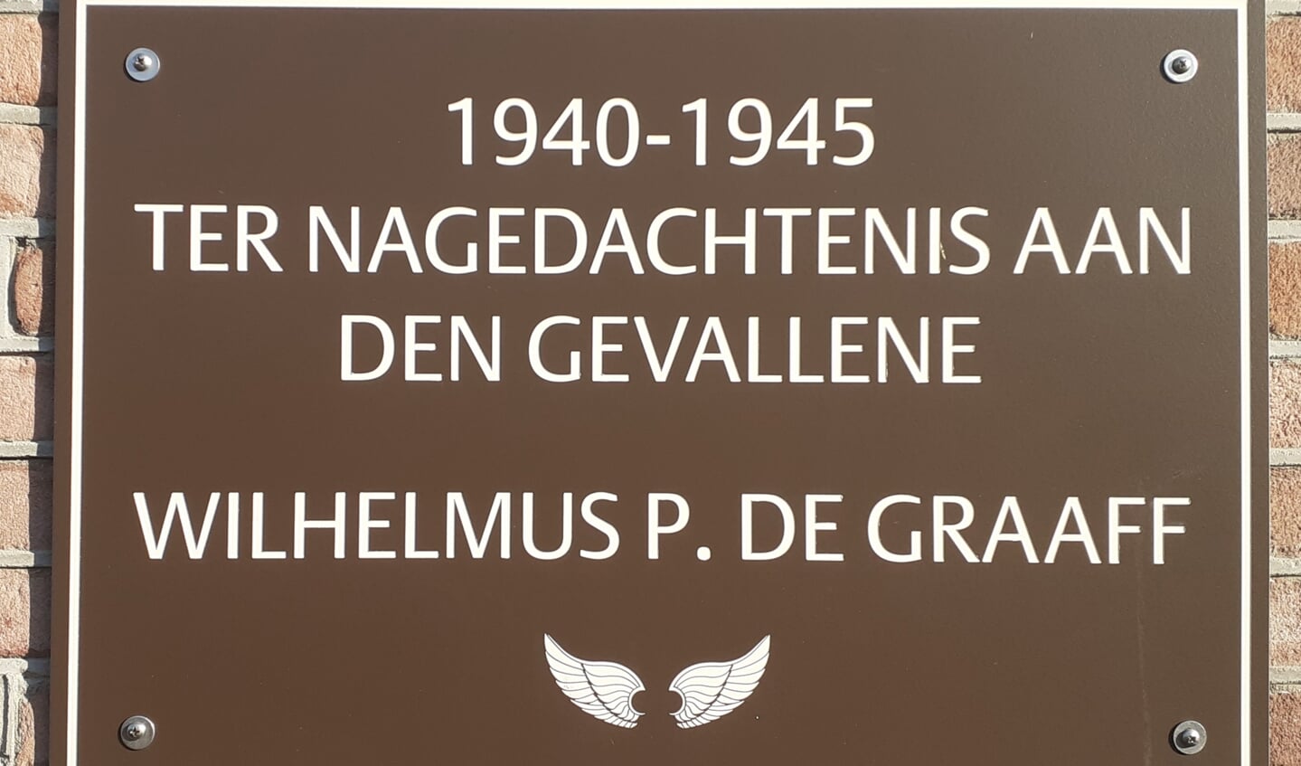 Huidige plaquette W.P. de Graaf. Foto: PR