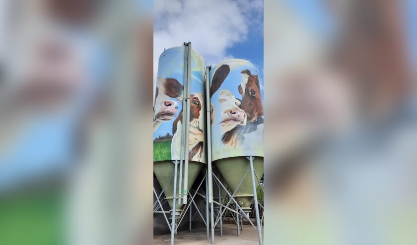 Op 3 silo's op het bedrijf zijn afbeeldingen geschilderd. Foto: Kyra Broshuis