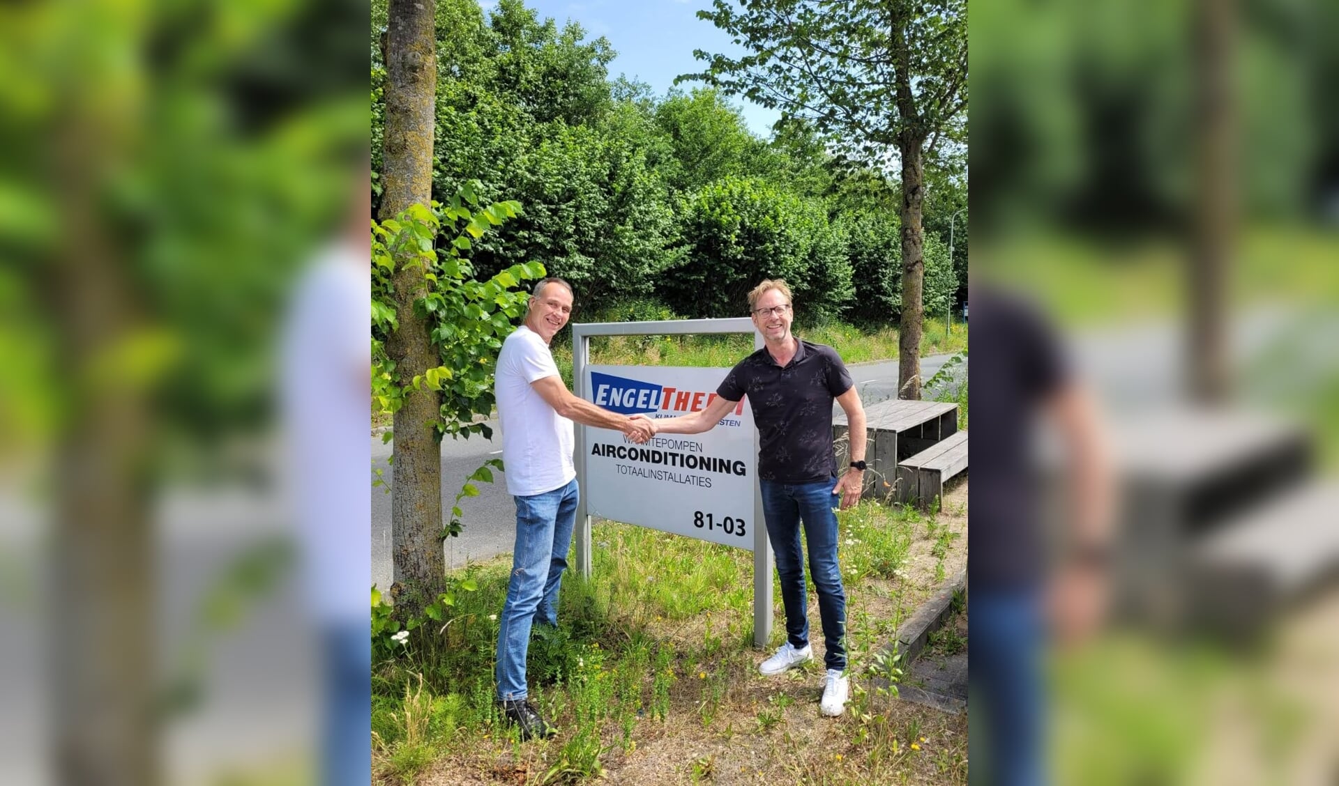 Max van Leeuwen, voorzitter WSV Volleybal en Jaap Nijstad, directeur Engeltherm. Foto: PR