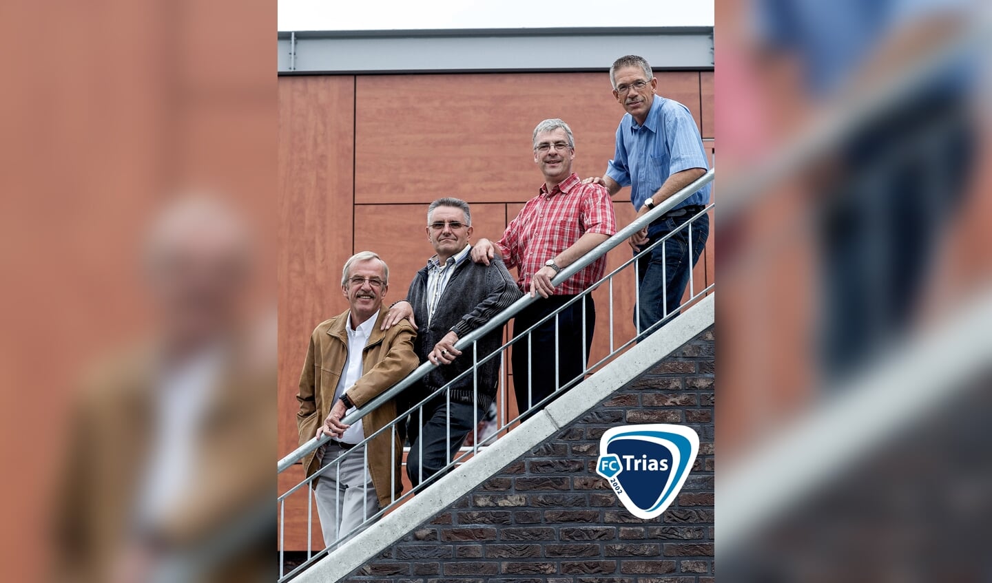 De nieuwe FC. Trias , vlnr : Will de Graaff, Henny Te Brummelstroete, Raymond van de Vorle, en Willy Smit / Foto : Jan van den Brink editie doetinchem